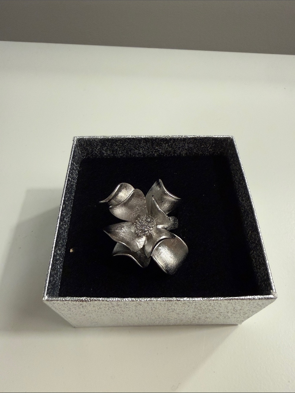 Premier Designs Silver Floral Statement Ring